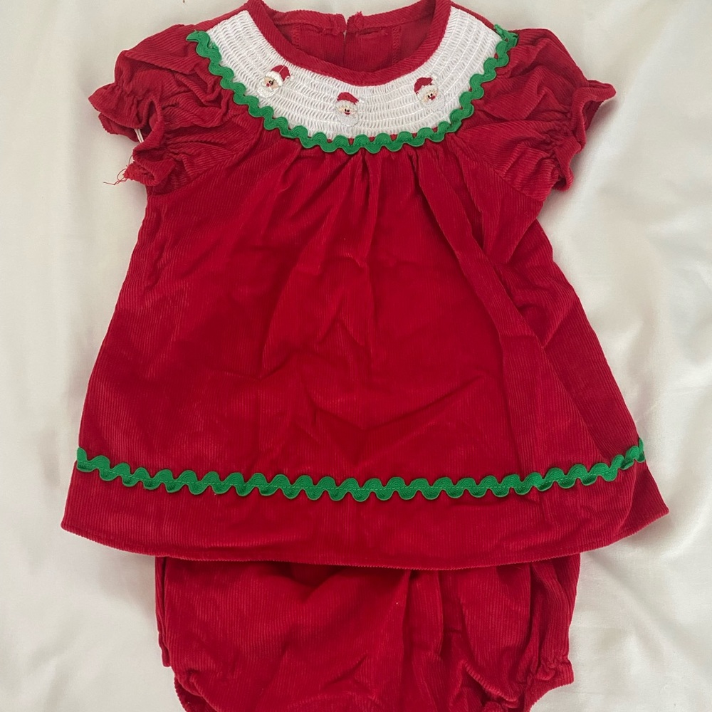Nursery Rhyme smocked Santa dress